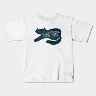 Watercolor galaxy cat - greyish blue Kids T-Shirt